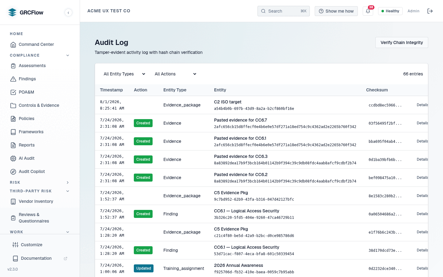 Audit Log